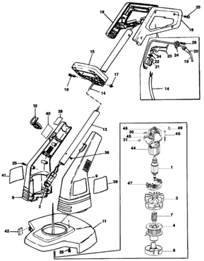 Default Diagram and Parts List for GL400-BR Type 3 Black and Decker Trimmer